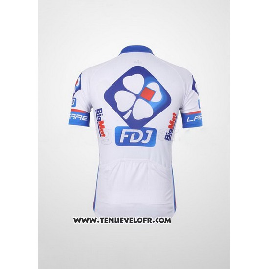 2012 Maillot Ciclismo FDJ Blanc et Azur Manches Courtes et Cuissard